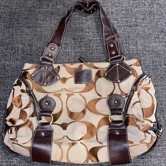 COACH brown & tan handbag - Picture 1 of 9